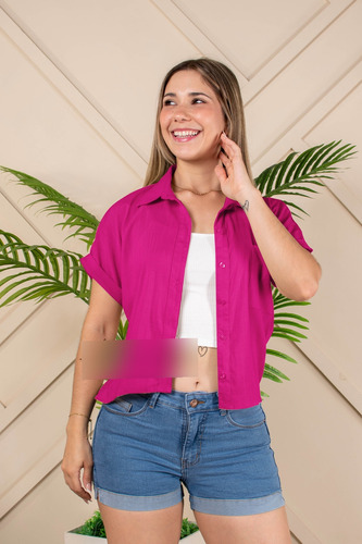 Blusa Camisa Crop Ale De Lino Manca Corta Arma Tu Look