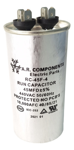 Capacitor De Marcha A.r.components 45mfd X 440vac 2und