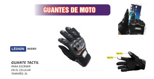 Guantes Para Moto Bicicleta Pantalla Táctil Xl Negro