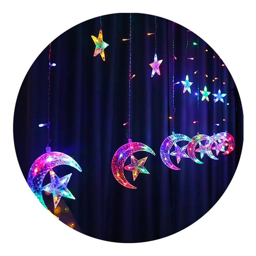 Guirnalda Cascada Estrella Luna Multicolor 138 Led 3mts