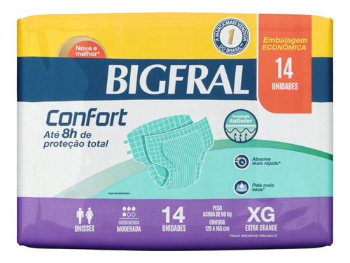 Fraldas para adultos descartáveis Bigfral  Confort XG x 14 u