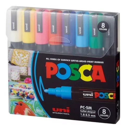 Rotuladores Posca Plumones, 8 Colores, 5 M, Pc