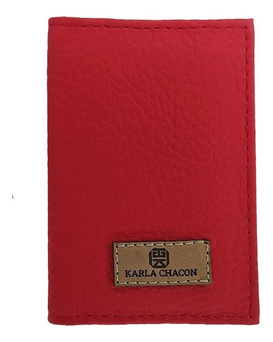 Tarjetero Mini Billetera Delgada Pequeña Unisex Karla Chacon Color Rojo