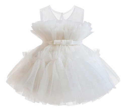 Vestido Para Bebé Niña Con Lazo Y Tutú Esponjoso Para Bautiz