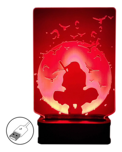 Velador Naruto Itachi Luna Roja Lampara Anime Color Fijo Usb