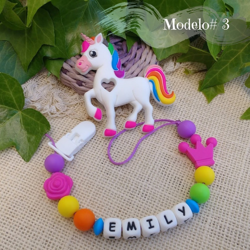 Porta Chupete Personalizado Con El Mordillo Unicornio