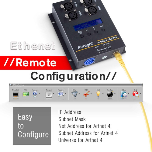 Controlador De Iluminación Ethernet Artnet Dmx 2048, 4...