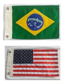 Bandeira Bordada Dupla Face Para Moto Chopper - Brasil / Usa