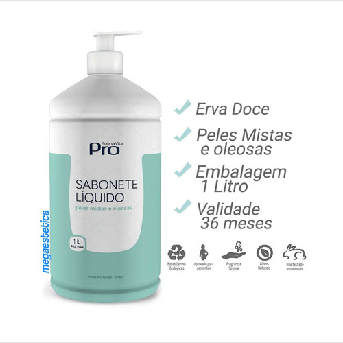 Imagem 2 de 3 de Sabonete Líquido 1 Litro Buona Vita Peles Mistas Ou Oleosas