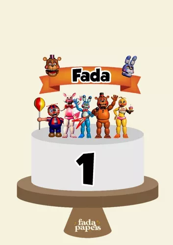 Pacote com 6 bonecos de topo de bolo da Fnaf da Freddy's para