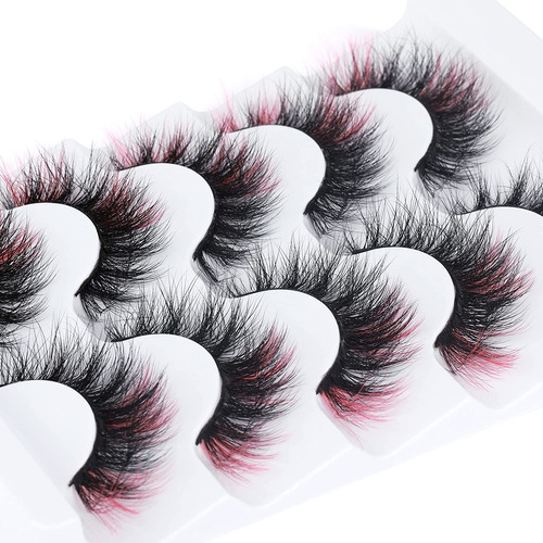 Pestañas De Colores Newcally Mink Wispy Fluffy Falsas Pestañ