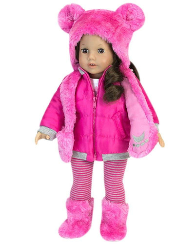Sophia Ropa De La Muñeca 4 Pc. Conjunto De Polar Oso Rosado
