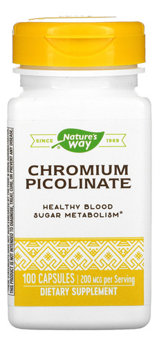 Chromium Picolinate Natures Way 200mcg 100caps Cromo Picolin