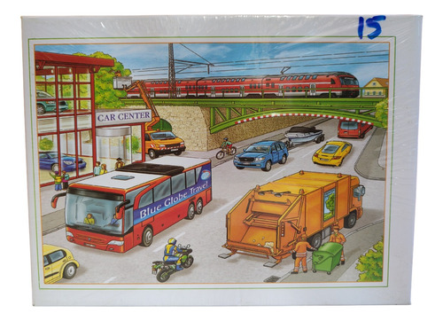 Puzzle Rompecabeza 300 Piezas Tren, Bus Y Camion De Basura