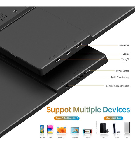 Monitor Portátil 15.6 1080p Usb-c Hdmi Ultra-slim