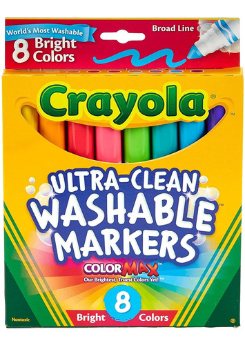 8 Marcadores Lavables 8 Colores Brillantes Crayola Washable