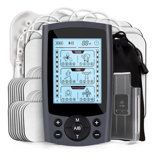 Electroestimulador Recargable Ems Tens 60 Modos 10 Pads