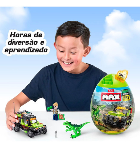 Bloco De Montar Max Dino Adventure Velociraptor 252pçs Zuru