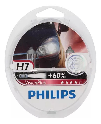 Kit 2 Lamparas H7 Philips 55w 12v Vision Plus +60% Halogena