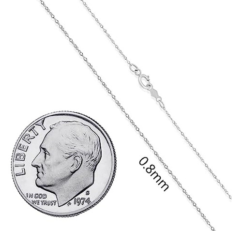 Collar De Cadena De Cuerda De Oro Blanco De 14 Quilates Con