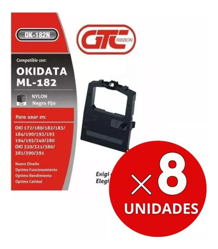 Cinta De Impresion Ok-182n Okidata Gtc X 8 Unidades