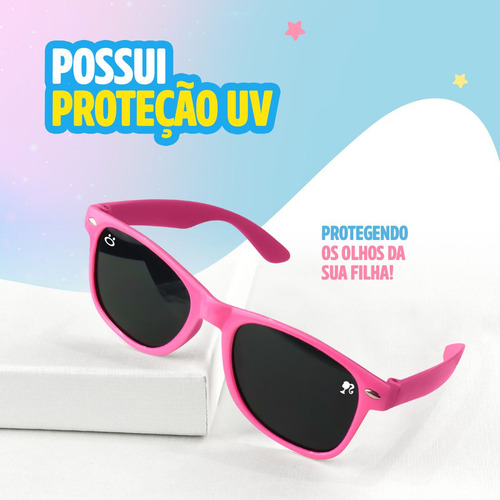 Relogio Led Infantil Barbie + Oculos Sol + Colar Presente
