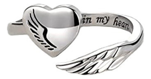 Anillo De Alas De Ángel Con Letras En Forma De Corazón Para
