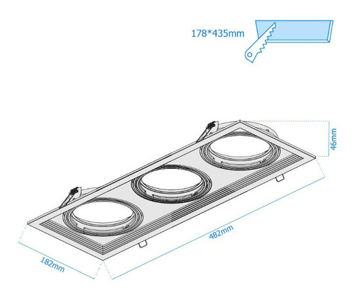 Imagen 2 de 4 de Spot Aplique Cardanico Ar111 X3 Embutir Orientable Macroled