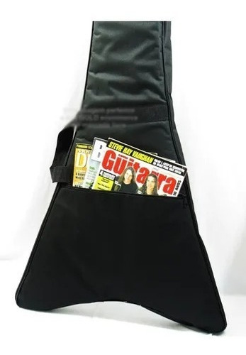 Imagem 2 de 2 de Capa Bag Para Guitarra Flying V Extra Luxo + Correia Preta