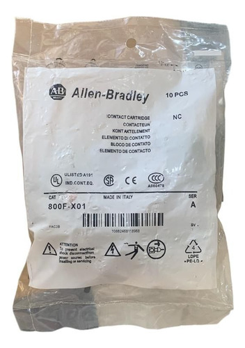 800f-x01 Allen-bradley Block De Contacto 1 N.c. Lote De 10pz