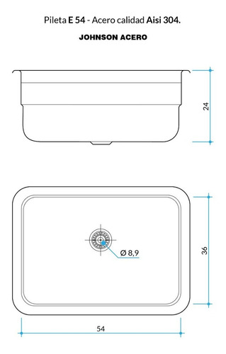 Pileta Simple Cocina E54 Bacha Johnson Acero Inoxidable
