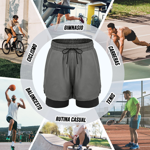 Short Lycra Deportiva Hombre Gym Con Forrado Secado Rápido