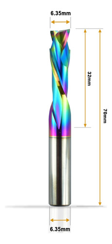 Fresa Router Cnc 2f Compresion 1/4 X32 Mm Con Recubrimiento