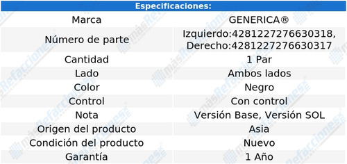 2 Espejos C/control Generica Yaris Del 2003 Al 2006