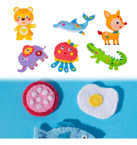 6x Kit De Costura Diy Material De Muñeca De Animales