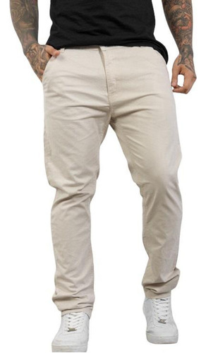 Pantalón De Gabardina Corte Chino Hombre