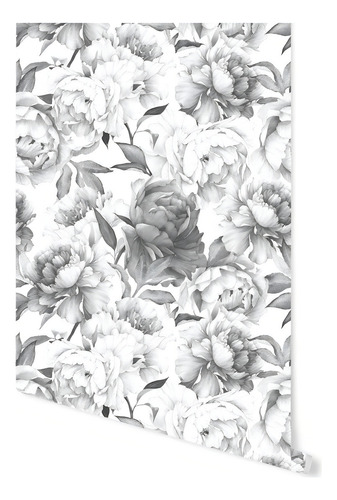Wallpaper Vinil Para Parede Moderno Flores Minimalistas Gris Color Rosas Gris