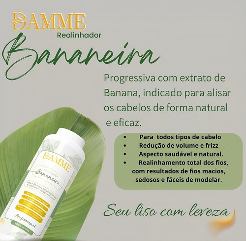Escova Progressiva Bananeira Damme 800g- Liso P/ Todo Cabelo