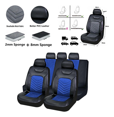 Funda Cubre Asiento Auto Cuerina Y Tela