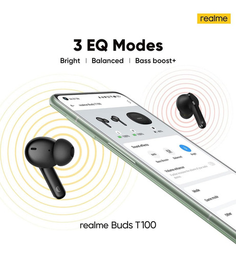Realme Buds T110 Smart Touch Con Bluetooth De Color Negro