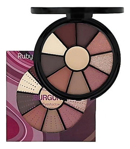 Mini Paleta Com 09 Sombras E 01 Primer Ruby Rose Hb-9986 Cor Da Sombra Burgundy