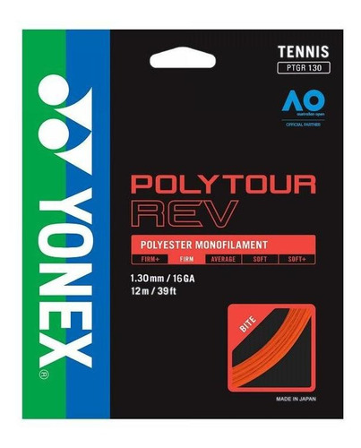 Cuerda De Tenis Yonex Polytour Rev 16l / 1.30mm Orange 12 Mt