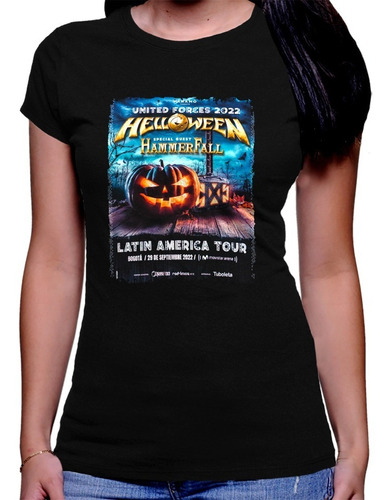 Camiseta Premium Dama Estampada Helloween Concierto Bogotá
