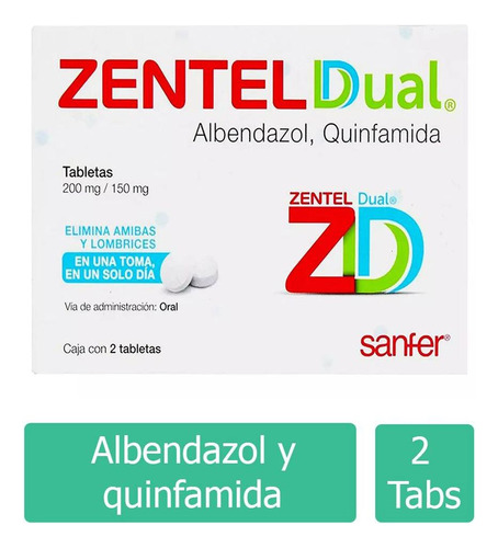 Zentel Dual 200 Mg / 150 Mg Caja Con 2 Tabletas