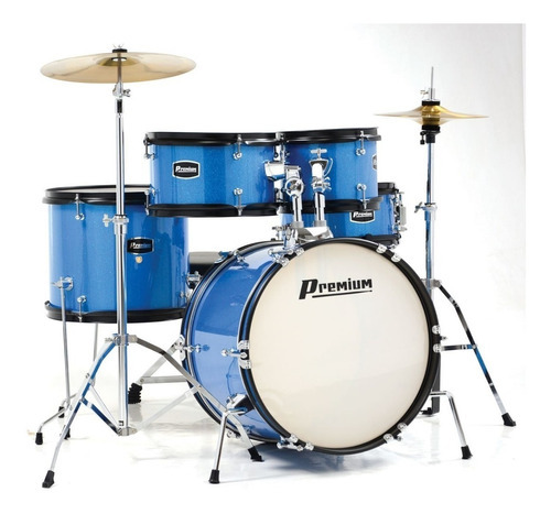 Bateria Infantil Premium Dx45j Kids C/ Prato Banco Baqueta Cor Azul