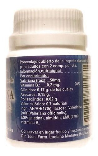 Valeriana + Vitamina B 6 X 60 Comprimidos. Dasipa