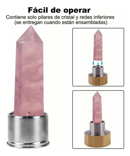 Botella Piedra Agua Energéticos Con Cristal Tapa De Bambú