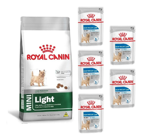 Kit Mini Light 2,5kg E 5 Sachês Weight Care 85g Royal Canin