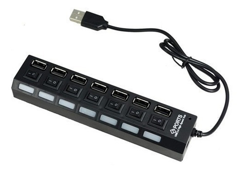 Hub Usb 2.0 Compatible Con 1.1 De 7 Puertos Para Pc Y Laptop