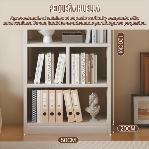Librero Minimalista Blanco De Madera Con 4 Niveles 120cm